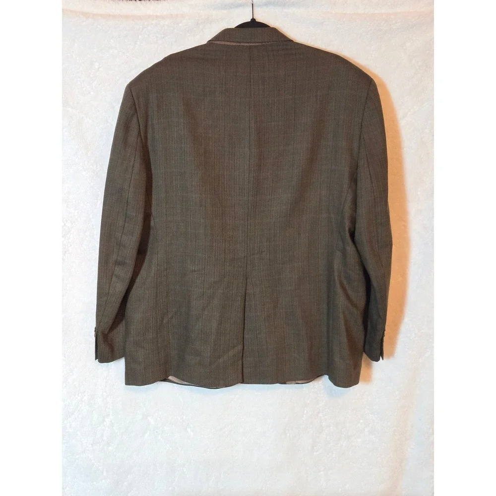 Lauren Ralph Lauren Mens 48R Wool Blazer Brown Herringbone Windowpane Sport Coat